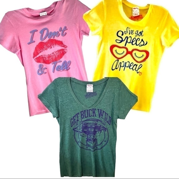 Local Celebrity Tops - LOCAL Celebrity T-shirts Pink Yellow Green with graphic Size Medium NWT